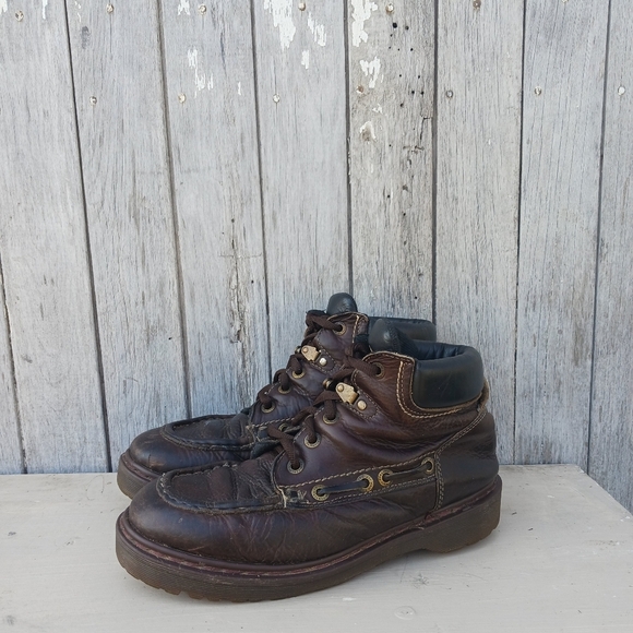 Vtg DOC MARTENS 8460 AW004 Men's Leather Boots Size US 9 Brown England Y2k - Picture 1 of 9